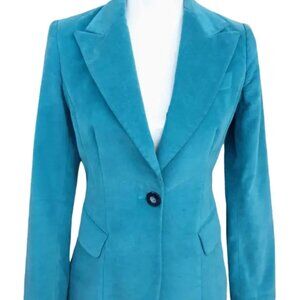 Authentic Dolce & Gabbana Velvet Cotton Blazer Jacket D&G  M turquoise blue